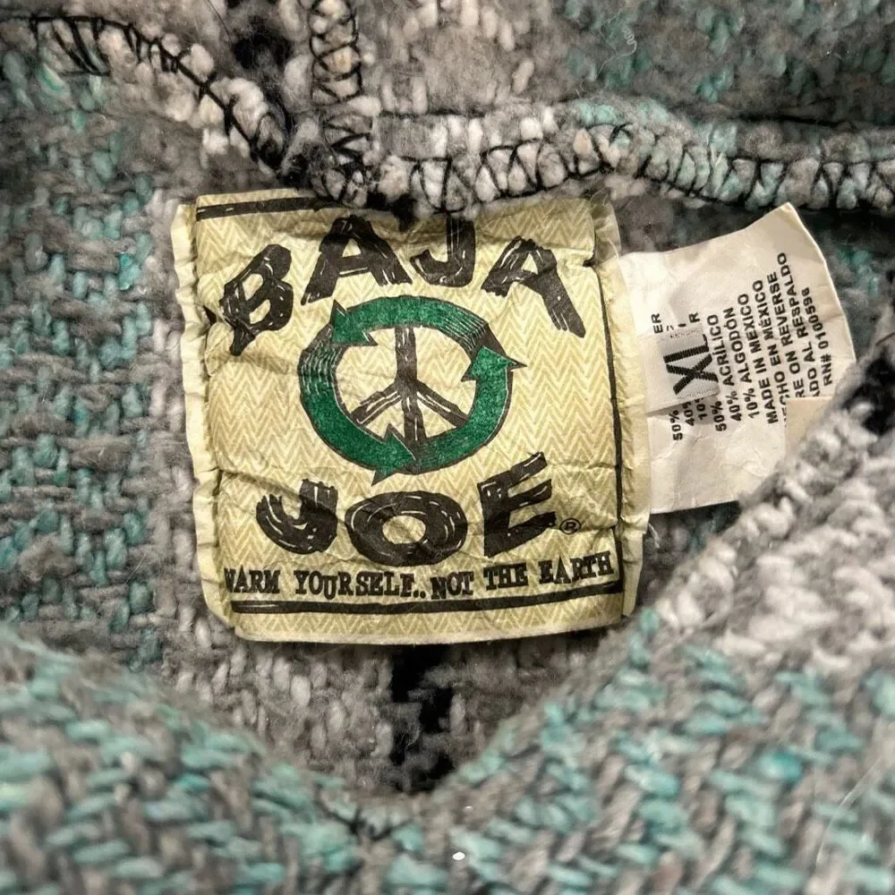 Baja Joe Striped Baja Hoodie Pullover XL Mint Gray Surf Skate